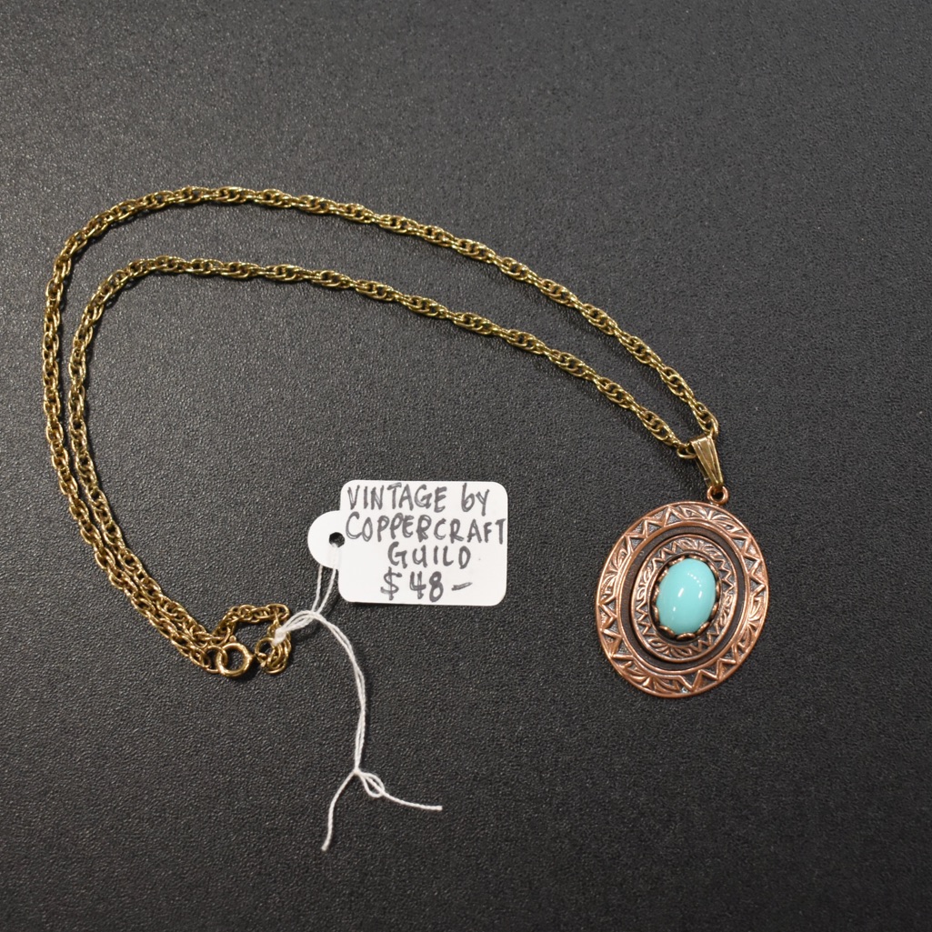 Vintage Turquoise Necklace By Coppercraft Guild